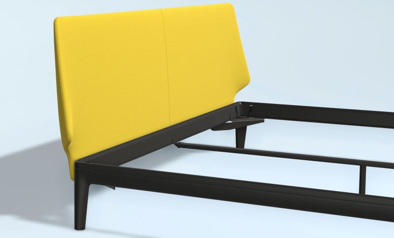 Essential Deep Black with Upholstered Headboard Clara Yellow